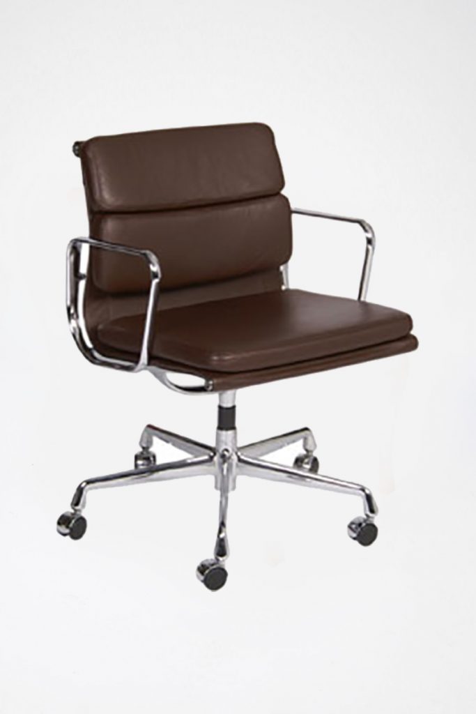 Brown Leather Soft Pad Office Chair - The Classic Modern Prop Hire Company